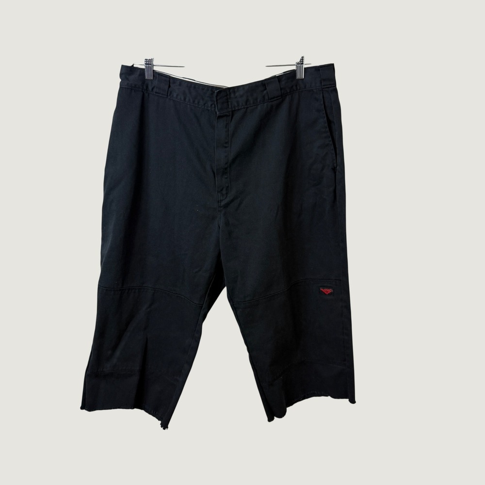 PONY Black Cropped Utility Shorts Raw Hem Streetwear Skater Vintage Y2K Size 40